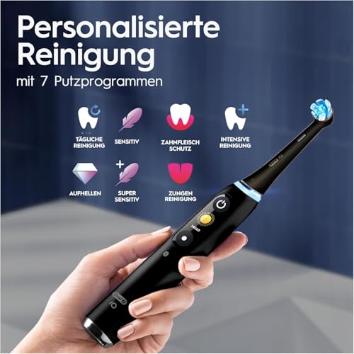 Oral-B iO Series 9 Elektrische Zahnbürste Schwarz PLUS Ausgewählte Original Oral-B iO Aufsteckbürsten Schwarz 7x – Bild 4