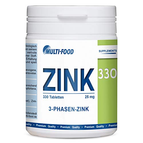 Zink Tabletten, 330 Stück, 3 Phasen Zink, 25mg | Haut Haare Nägel, Zink hochdosiert mit Zink Bisglycinat (330 Tabletten) Cover