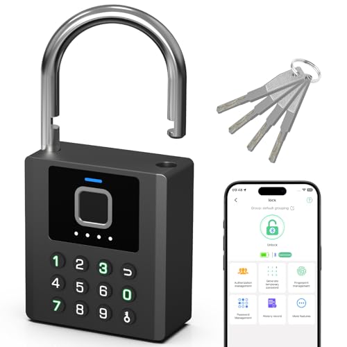 Dhiedas Heavy Duty Smart Padlock Key, Fingerprint Lock Code