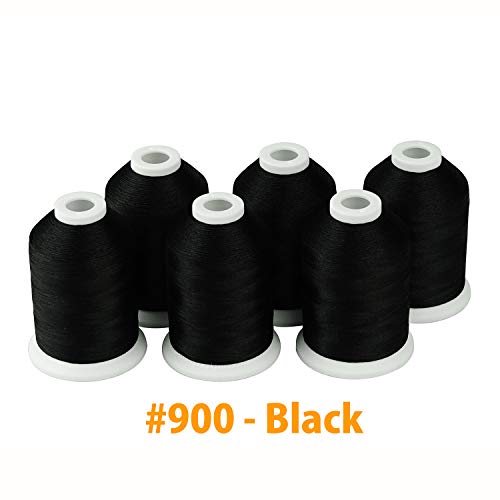 Image of Simthread 6 Black 1000M(1100Y) Polyester Machine Embroidery Threads for Brother Babylock Janome Singer Pfaff Husqvarna Bernina Embroidery and Sewing Machines
