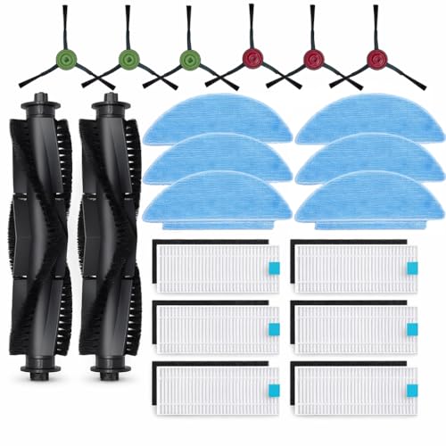 JINDEHUI Accessori Kit di Ricambi per Lubluelu SL60D SL61, per Tikom L9000, per Laresar L6 Nex, per Honiture Q6 SE Robot Aspirapolvere, 2 Spazzola Principale, 6 Spazzole Laterali, 6 Filtro,6 Panni Mop