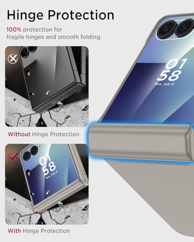 Image of Kapa Ultra Thin Back Cover for Galaxy Z Flip7 / Z Flip 7 | with [Magnetic Hinge Protection] and Inbuilt Glass Window Protection (Titanium)