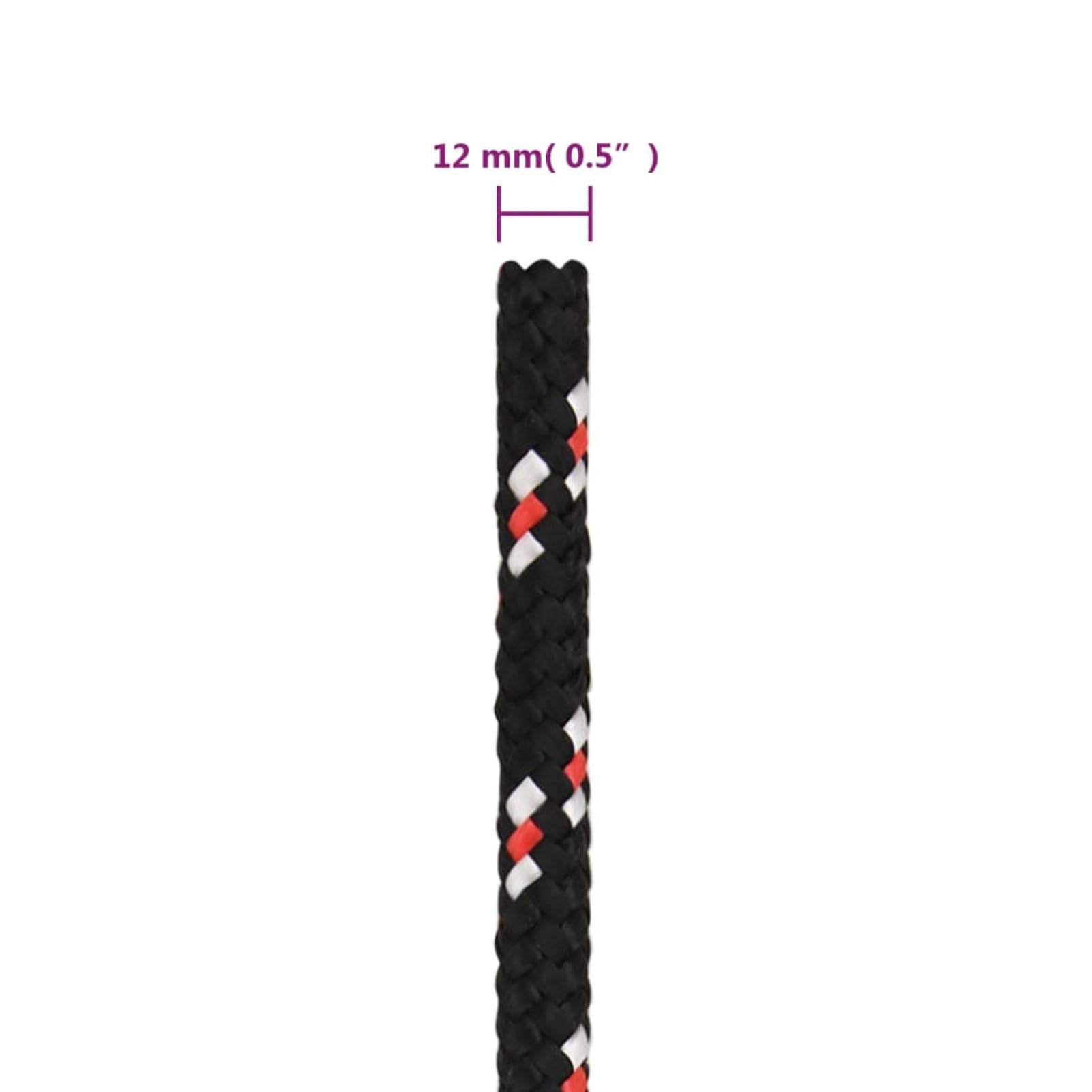 Corda Nera 12 mm 100 m in Polipropilene,Corda,Corda Intrecciata,Cima per Ancoraggio e Ormeggio-152354