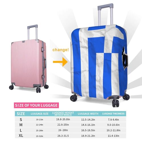 Universal Stretch Suitcase Cover Greek Greece Flag Carry On Luggage Sleeve Anti Scratch Travel Baggage Protector for Unisex Women Large 6