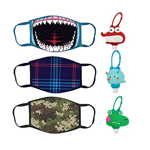 Caopixxzful Kids 3-Pack Kids Face Mask and Hand Sanitizer Holder Keychain (C)