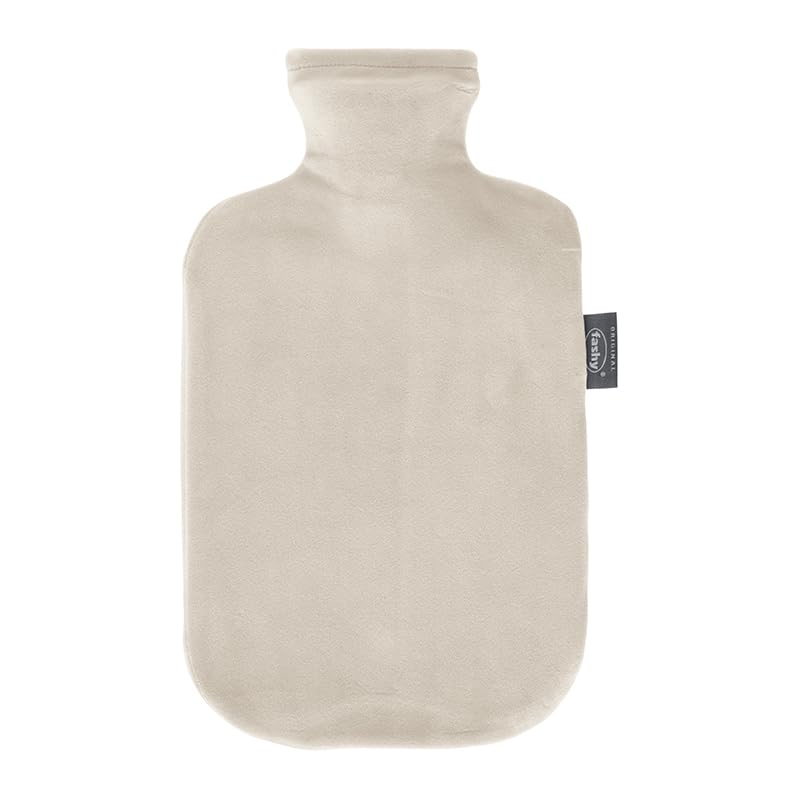 Fashy Wärmflasche 2,0 L mit Flauschbezug, Beige