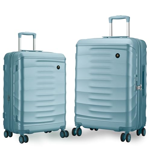 Image of Maleta Crescent Check-in Medium + Check-in Large | 24'' and 28'' |TSA Lock,Expandable,Anti-Theft Zipper,Wet-Dry Compartment| Trolley Bag Set of 2 (Mint Green, Set of 2 (Medium-Large))