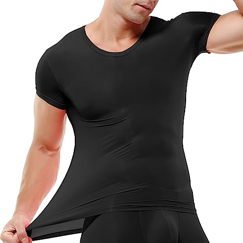 YOOBNG Men's Undershirt Tank Top Shirt Activewear T Shirt Slim Athletic Shirt Casual Wear Underwear Black