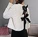 R.Vivimos Women's Long Sleeve Crop Tops Fall Winter Sequin Bow Tie Glitter Fashion Casual Tops Blouses (Medium, White)