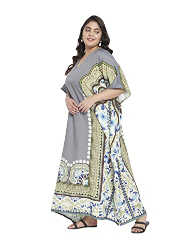 Image of Oussum Women Polyester Casual Long Plus Size Beach Caftan Cover Up Maxi Dress 1X-3X Summer Kaftan Dresses for Women
