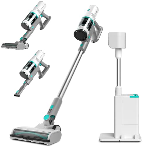 HAUSHOF Akku Staubsauger mit Absaugstation Kabelloser Staubsauger 3-in-1