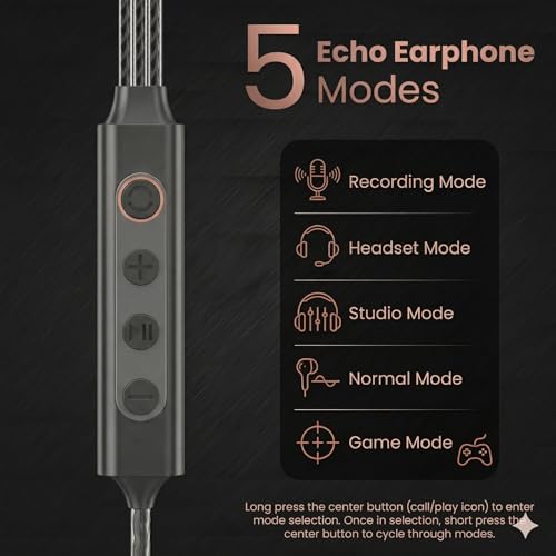 Image of Phonokart Echo Type C Wired Earphone with in-Built Karaoke Mic,Deep Bass,5 Karaoke Mode, EQ Modes,Easy Control, Compatible with Karaoke Apps, Compatible with All Type C Devices(Black)