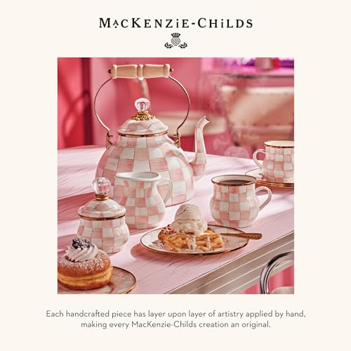 Image of MACKENZIE-CHILDS Enamel Mug Set, Pink-and-White Rosy Check