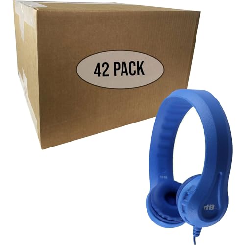 HamiltonBuhl Flex Phones™, Foam Headphone, 3.5mm Stereo Plug, Straight Cord, Blue (42 Pack)