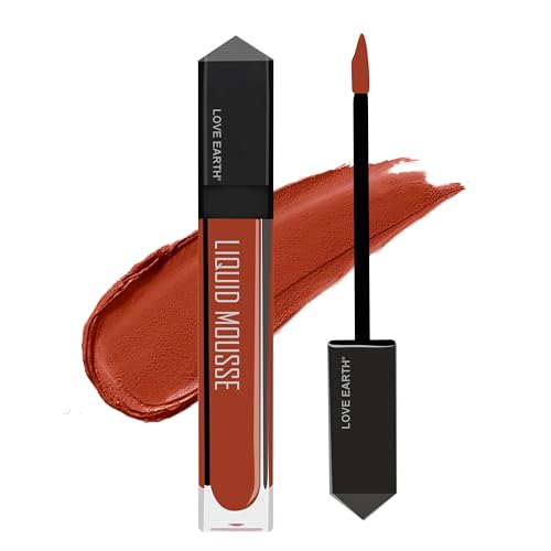 Image of Love Earth Liquid Mousse Lipstick - Coffee Island Matte Finish | Lightweight, Non-Sticky, Non-Drying,Transferproof, Waterproof | Lasts Up to 12 hours with Vitamin E-6ml