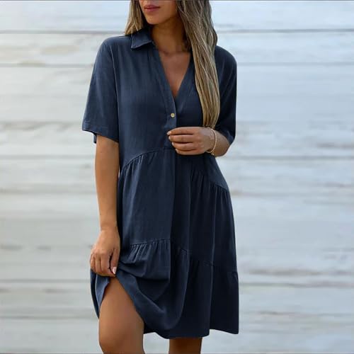Robe longueur genou en lin pour femme chic et ample