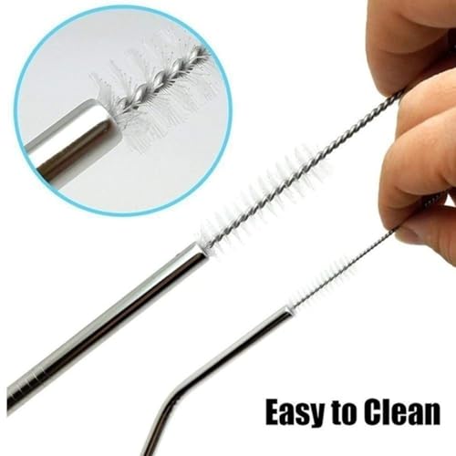 Image of NYRWANA Straw Cleaning Brush Long | Straw Cleaning 360 Degrees Rotation Long Handle Brush | Steel Wash Drinking Pipe Straw Brushes Brush Cleaner