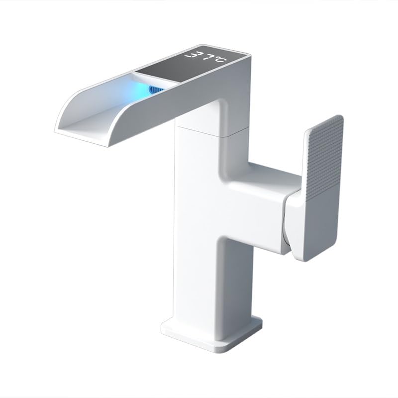 Robinet de salle de bain mitigeur cascade gris métallique tuyau 60cm