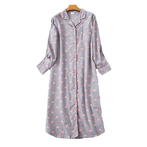 Camisón Mujer de Manga Larga Algodón Franela Camisa de Dormir Mangas Largas...