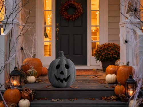 Halloween Jack-O'-Lantern Kürbis aus Terrakotta, Schwarz, 15 cm – Bild 5