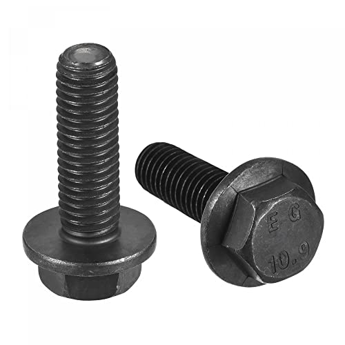 Image of uxcell Metric M10x30mm Hex Flange Bolts, 6pcs 10.9 Grade Carbon Steel Hexagon Head Screws