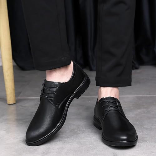 Mens Classic Dress Oxfords, Modern Formal Lace Up Shoes, Round Toe Business Meeting Office Work Shoes2