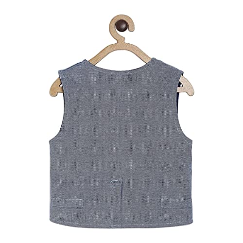 Image of miniklub Baby Front Open Sleeveless Knitted Cotton Waist Coat (Blue Color)