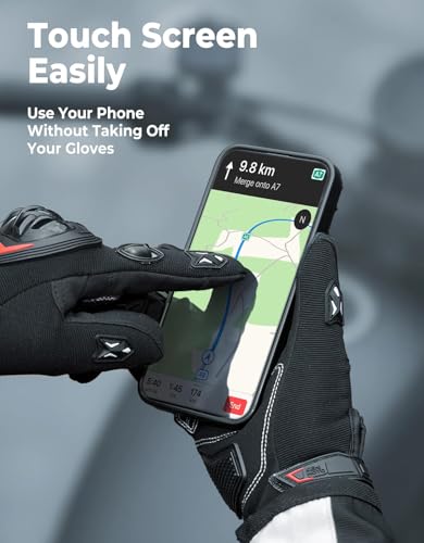 image for KEMIMOTO Motorcycle Gloves for Men, Touchscreen Cycling Gloves for Out