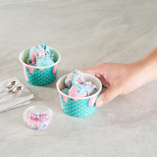 Image of Restaurantware Ice Cream Cups 50 Pack of 8 oz Leak-Resistant Disposable Dessert Bowl Frozen Yogurt Cup Round Paper Container For Cold And Hot Desserts