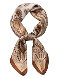 Seelsetudo Head Hair Scarf for Women Men - Bandana Like Satin Silk Neck Wrap Scarf Square Vintage Scarves 27.5" (Brown)