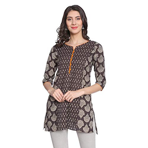 Image of Rapsodia Women's Red & Blue Sanganeri Block Print Short Kurti, Jaipuri Traditional Printed Tunic for Girls and Women