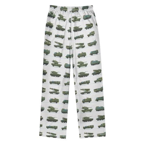 Set Of Military Vehicles Cute Pajama Pants Soft Lounge Sleepwear PJ Bottoms with Elastic Waist Ages 6–14 Years2