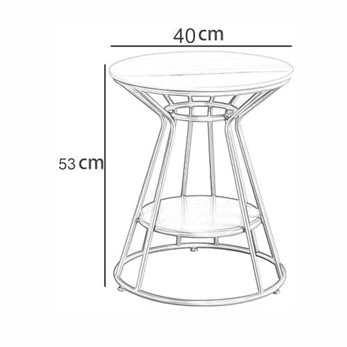 Image of Al Hama Modern Round Coffee End Table with Engineered Wood Top and Metal Frame for Small Spaces Sofa Side 2-Tier Storage Shelf for Laptop Work (Black)