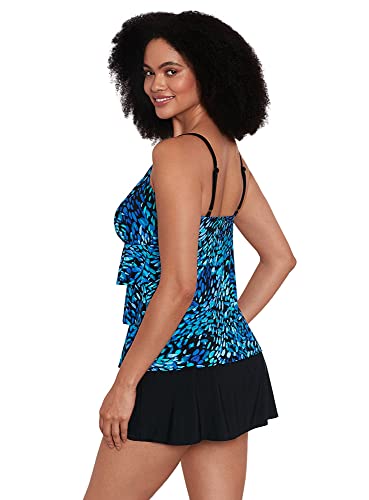 Longitude Women's Swimwear Ruffle Faux Ruffle Skirtini with Pockets One Piece Swimdress3