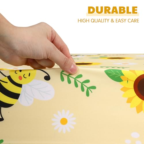 Image of VitalCozy 4 Pcs Yellow Bee Crib Sheet Set Newborn Bedding Nursery Baby Sheets for Girl Boys Baby Gifts for Standard Crib and Toddler Mattresses, 52 x 28 x 8 Inches