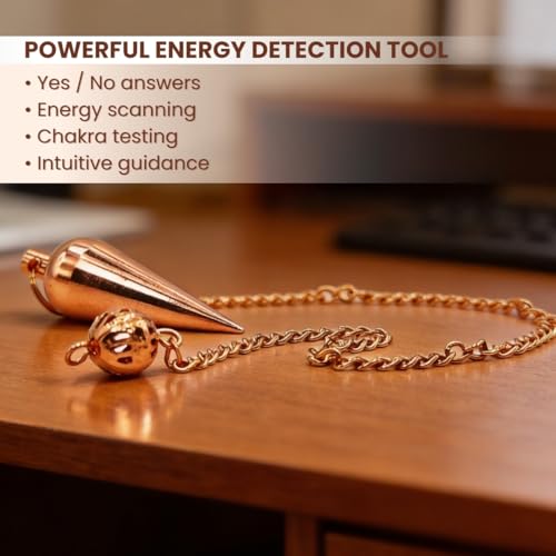 Image of Plus Value Copper Plated Dowsing Pendulum for Professional Massager Manual Back Dowsers, Vastu & Feng Shui Experts Metal Tool (4 Premium Chart & Jute Bag)