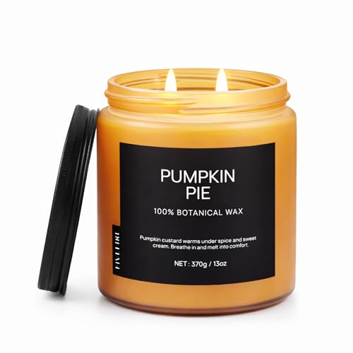 Pumpkin Pie Home Scented Candles, 13oz Organic Soy Wax, 76-Hour Clean Burning, Natural Candles Non Toxic, Warm & Spicy Fall Harvest Scent for Relaxation, Aromatherapy Housewarming Candle for Men Women
