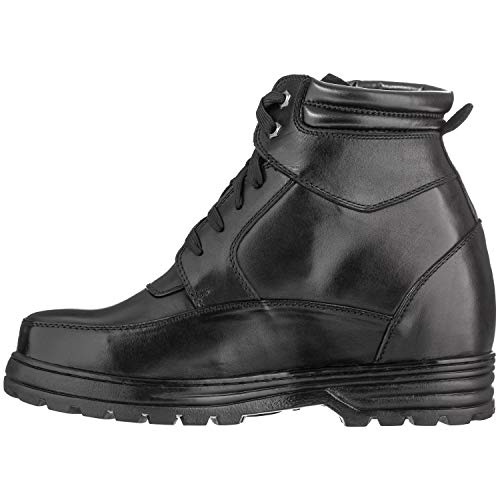 Calden Men's Invisible Height Increasing Elevator Shoes - Black Leather Lace-up Military Boots with Extra Tall - 5.2 Inches Taller - K881801 - Size 10 D(M) US3