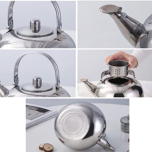 Tetera Classic de Tetera Hervidor de Té de Acero Inoxidable de 1 Litros con Colador y Asa Hervidor de Viaje al Aire… - Imagen 7