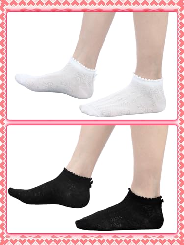 7 Pairs Women's Ruffle Low Ankle Socks - Lace & Frilly Cute Breathable Cool Thin Socks2