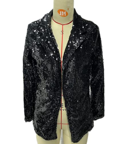 Women’s Sequin Blazer Long Sleeve Sparkle Jacket Work Office Lapel Open Front Jacket Casual E-Girl Streetwear Coat3