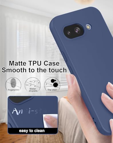 Image of MOBILOVE Back Cover Case for Google Pixel 9a | Pure Liquid Soft Matte Silicone Case with Logo and Comes with Camera and Screen Protection Back Cover for Google Pixel 9a (Blue)