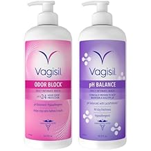 Vagisil Feminine Wash for Intimate Area Hygiene, Odor Block & pH Balance Scented Washes, Gynecologist Tested, Hypoallergenic, Includes Two 16.9 oz Pump Bottles