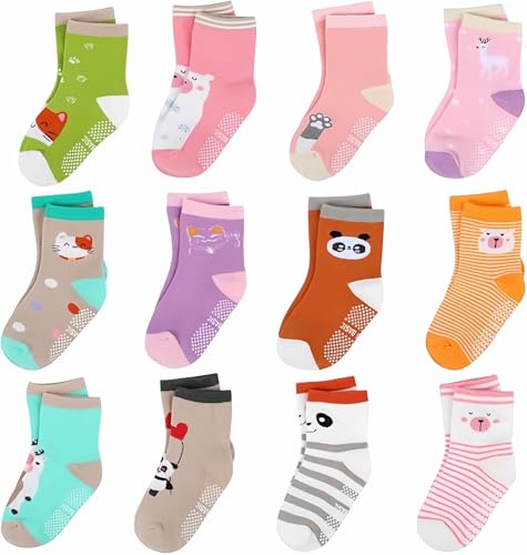 Opiniones y reviews de Calcetines para Niña . 44 Calcetines Antiderrapantes para Bebé, 12 Pares para Casa y Guardería, Algodón Suave y Transpirable para Niños/Niñas 5-7 Años