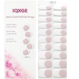 IQXGE Semi Cured Gel Nail Strips, Long Lasting Gel Nail Stickers with UV Light Needed, 20 Waterproof Full Wraps for Women with 1 File, 1 Wood Stick&2 Prep Pad-Clear Gradient Pink