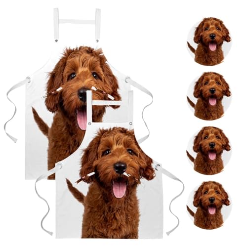 Tablier de cuisine avec 4 broches et joli motif chiot labradoodle