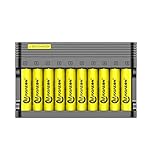 10 Bays 18650 Battery Charger, with 10PCS Rechargeable 18650 Battery,Universal Smart Battery Charger for 18650 26650 14500 16340 18500 10440 18350 17670 Rechargeable Batteries Charger