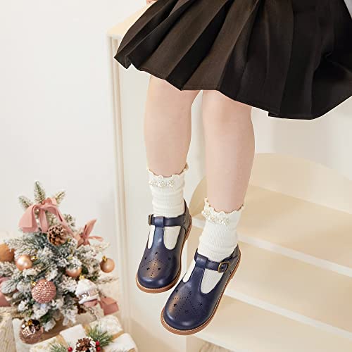 Image of Kiderence Toddler Girl Mary Jane School Uniform Dress Shoes Oxford Flats | Wide Toe Box Great Comfort for Student Shoe and Flower Girl Shoe for Wedding, Parties, Church