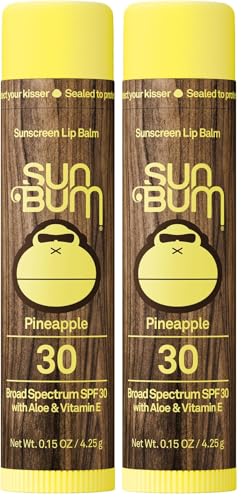 Image of Sun Bum SPF 30 Sunscreen Lip Balm | Pineapple Flavor | Pack of 2 | Vegan and Cruelty Free | With Aloe and Vitamin E