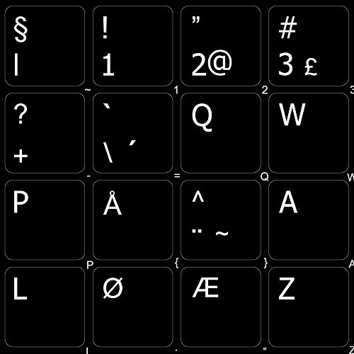 4Keyboard Norwegian Stickers For Keyboard Matte Black Background (14X14) For Desktop, Laptop And Notebook #TOP26